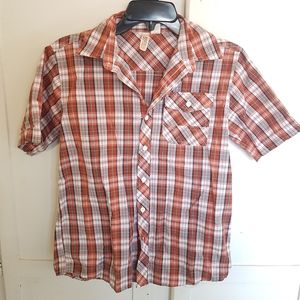 Boys Red Plaid Shirt Sleeve Shirt
